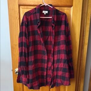 Croft & Barrow Red and Black Plaid Casual Button Down Shirt